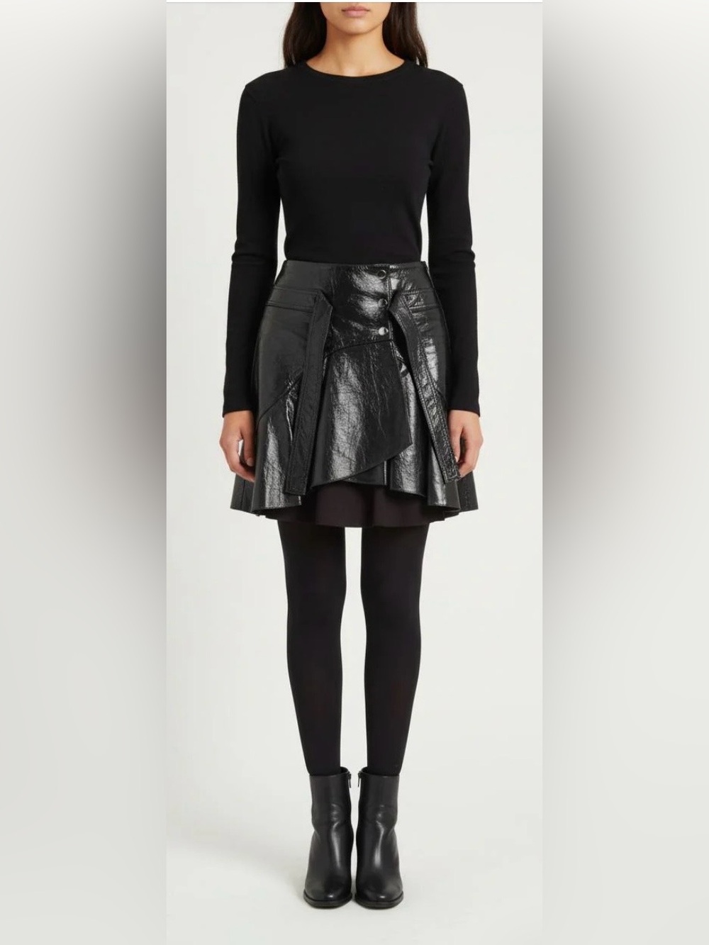 Maje Black Asymmetrical Mini-Skirt, size 38